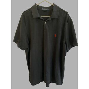 Vintage US Polo Assn Performance Pique Shirt Mens 3XL Black‎ Red Pony